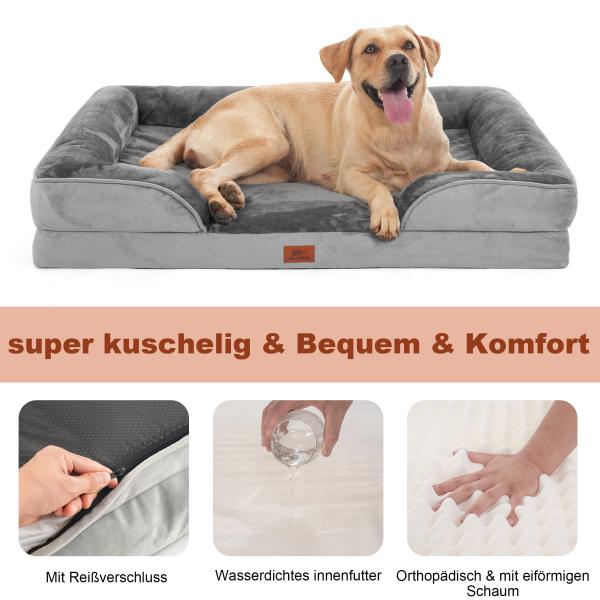 Hundesofa Grosse Hunde, Hundecouch Flauschig, Hundebett Waschbar, rutschfest Hundebetten, Weich Bequem Hundebett, Haustierbett für mittlere große Hunde (71 * 58 * 18cm)